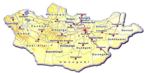 mongolie villes carte